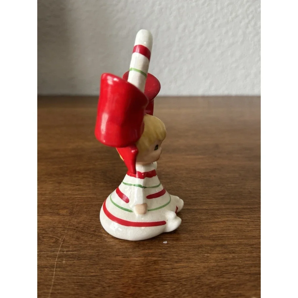 Vintage Lefton Christmas Angel and Candy Cane Bell Ornament